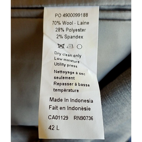 Calvin Klein Mens Suit Jacket Gray Single Breasted Pockets Notch Size 42 L - Picture 5 of 6